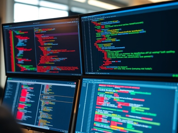 Equipo de desarrollo trabajando en el software del terminal