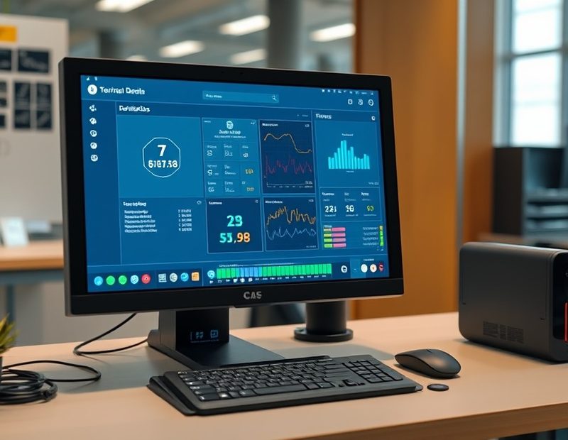 Equipo de desarrollo trabajando en el software del terminal